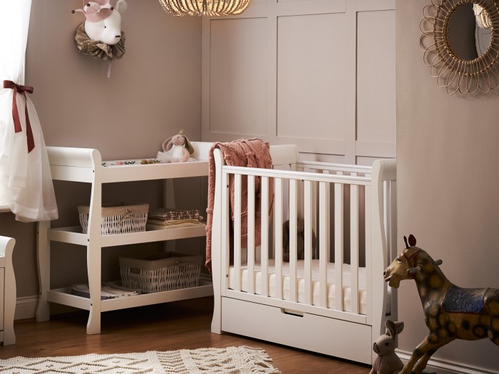 Obaby Stamford Space Saver Sleigh 2 Piece Room Set - White