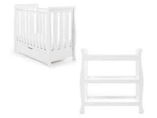 Obaby Stamford Space Saver Sleigh 2 Piece Room Set - White 2