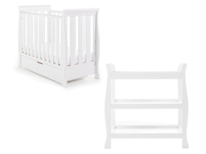 Obaby Stamford Space Saver Sleigh 2 Piece Room Set - White