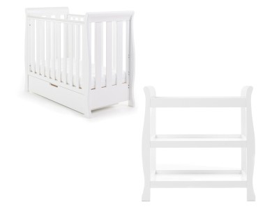 Obaby Stamford Space Saver Sleigh 2 Piece Room Set - White