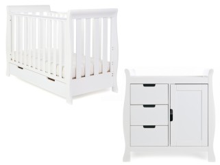 Obaby Stamford Mini Sleigh 2 Piece Room Set - White 2