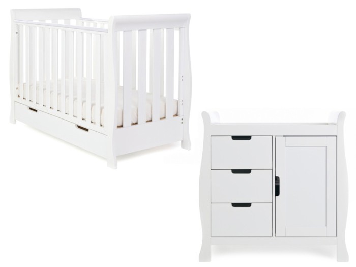 Obaby Stamford Mini Sleigh 2 Piece Room Set - White