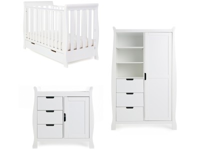 Obaby Stamford Mini Sleigh 3 Piece Room Set - White
