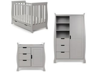 Obaby Stamford Mini Sleigh 3 Piece Room Set - Warm Grey 2