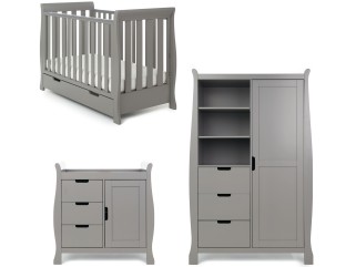 Obaby Stamford Mini Sleigh 3 Piece Room Set - Taupe Grey 2