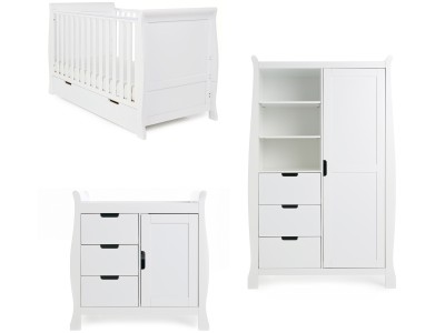 Obaby Stamford Classic Sleigh 3 Piece Room Set - White