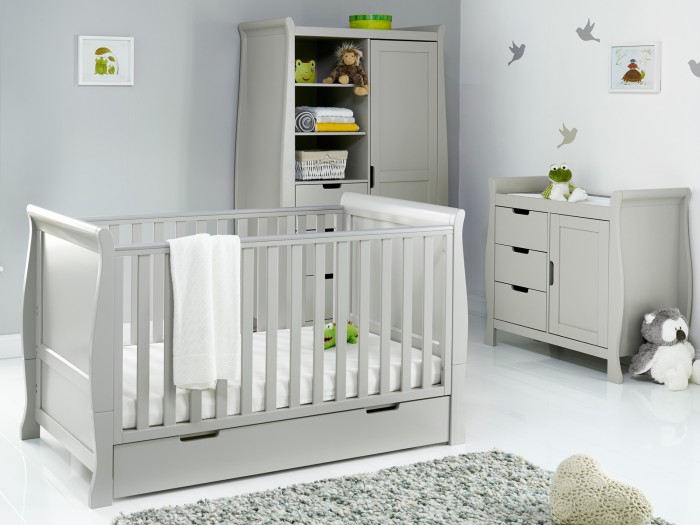 Obaby Stamford Classic Sleigh 3 Piece Room Set - Warm Grey