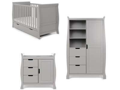 Obaby Stamford Classic Sleigh 3 Piece Room Set - Warm Grey