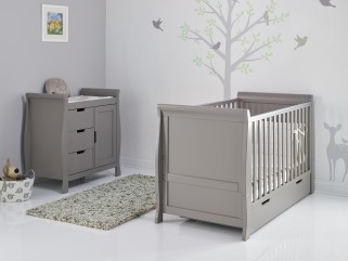 Obaby Stamford Classic Sleigh 2 Piece Room Set - Taupe Grey