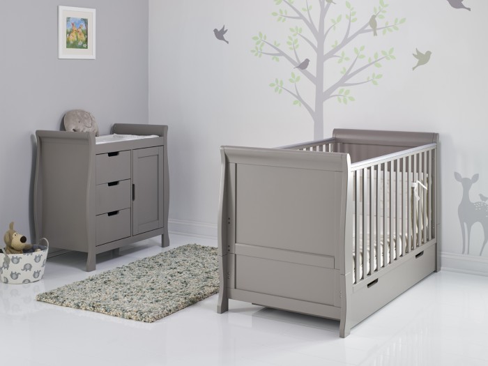 Obaby Stamford Classic Sleigh 2 Piece Room Set - Taupe Grey