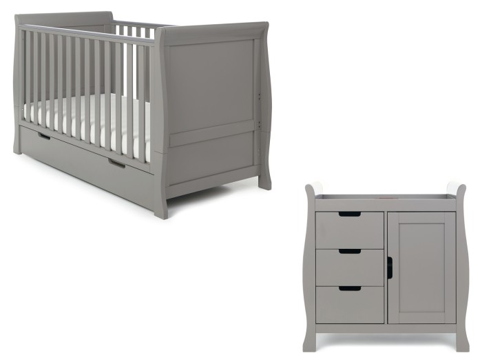 Obaby Stamford Classic Sleigh 2 Piece Room Set - Taupe Grey
