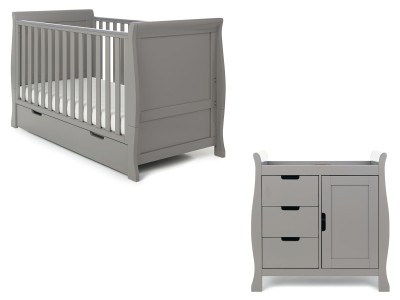 Obaby Stamford Classic Sleigh 2 Piece Room Set - Taupe Grey