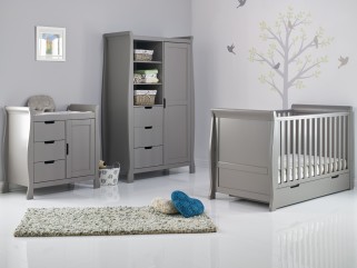 Obaby Stamford Classic Sleigh 3 Piece Room Set - Taupe Grey