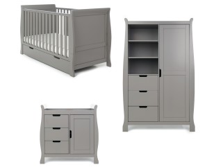 Obaby Stamford Classic Sleigh 3 Piece Room Set - Taupe Grey 2