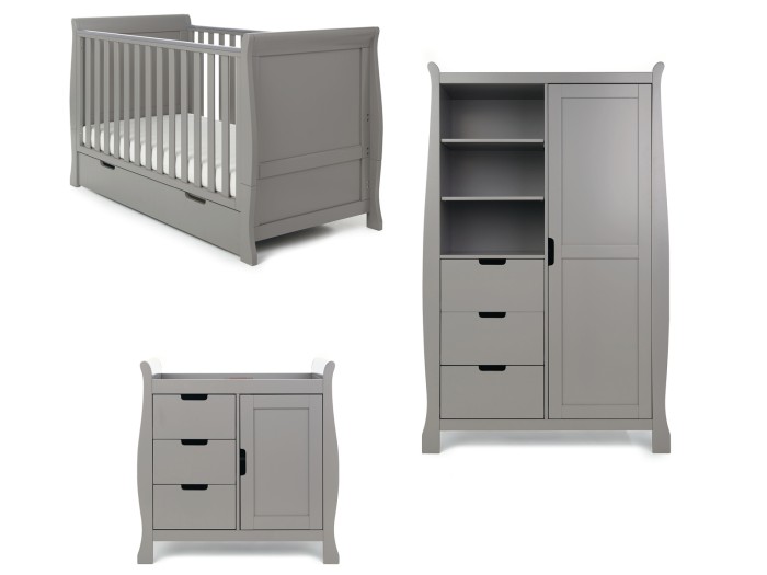 Obaby Stamford Classic Sleigh 3 Piece Room Set - Taupe Grey