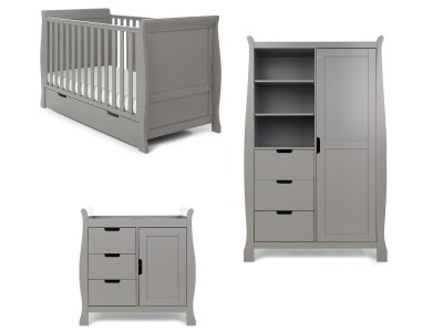 Obaby Stamford Classic Sleigh 3 Piece Room Set - Taupe Grey