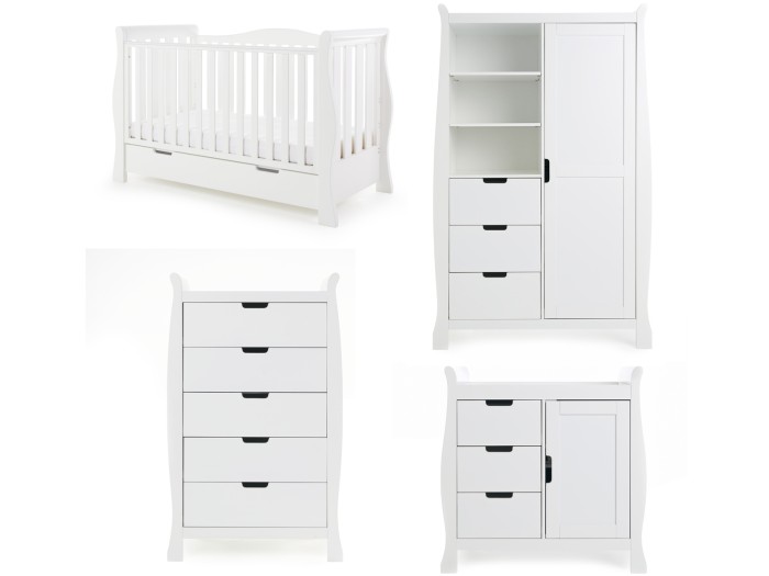 Obaby Stamford Luxe 4 Piece Room Set - White