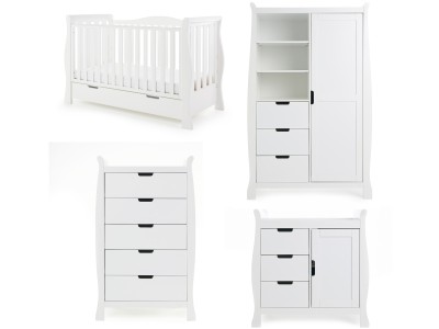 Obaby Stamford Luxe 4 Piece Room Set - White