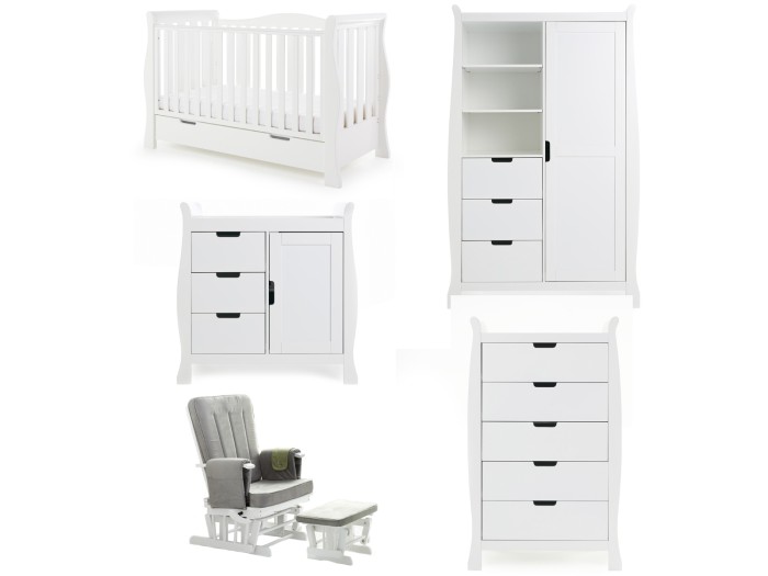 Obaby Stamford Luxe 5 Piece Room Set - White