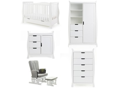 Obaby Stamford Luxe 5 Piece Room Set - White
