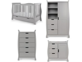 Obaby Stamford Luxe 4 Piece Room Set - Warm Grey