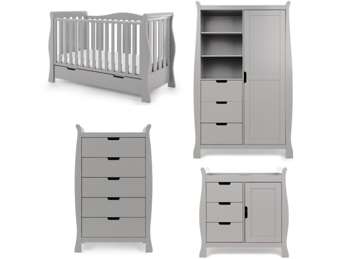 Obaby Stamford Luxe 4 Piece Room Set - Warm Grey