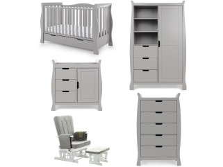 Obaby Stamford Luxe 5 Piece Room Set - Warm Grey