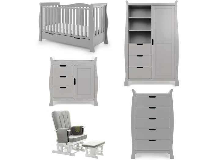 Obaby Stamford Luxe 5 Piece Room Set - Warm Grey