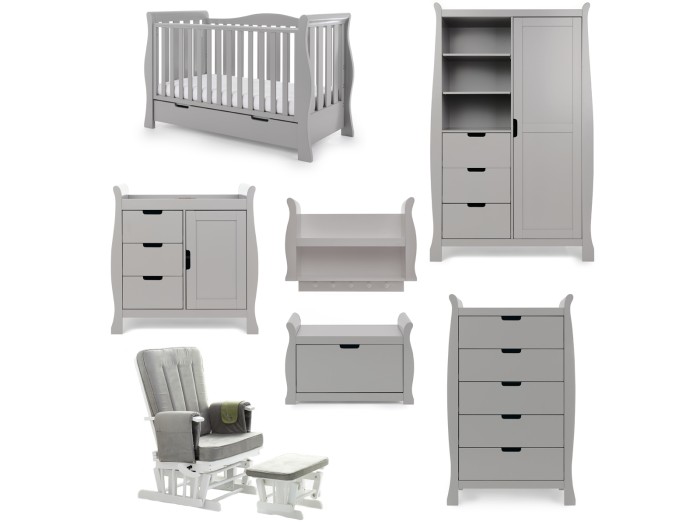 Obaby Stamford Luxe 7 Piece Room Set - Warm Grey