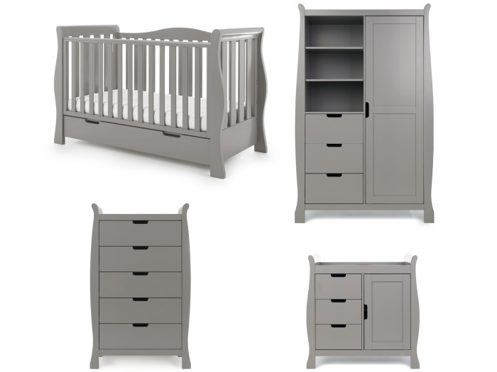 Obaby Stamford Luxe 4 Piece Room Set - Taupe Grey