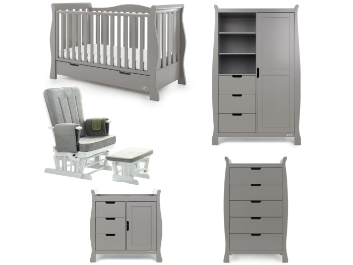 Obaby Stamford Luxe 5 Piece Room Set - Taupe Grey