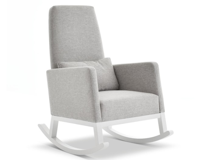 Obaby High Back Rocking Chair - White with Stone