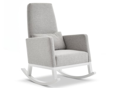 Obaby High Back Rocking Chair - White with Stone