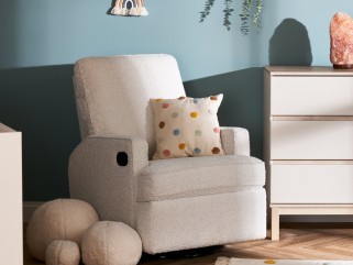 Obaby Madison Swivel Glider Recliner Chair - Bouclé Style