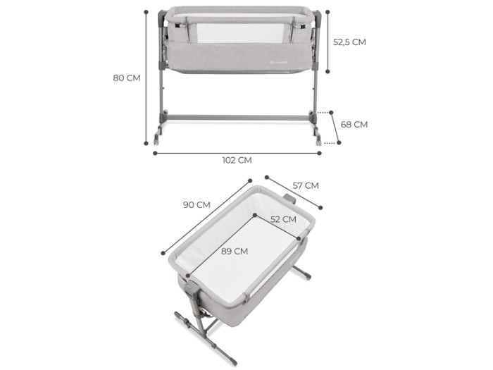 Kinderkraft Neste Up Bedside Baby cot  - Light Grey