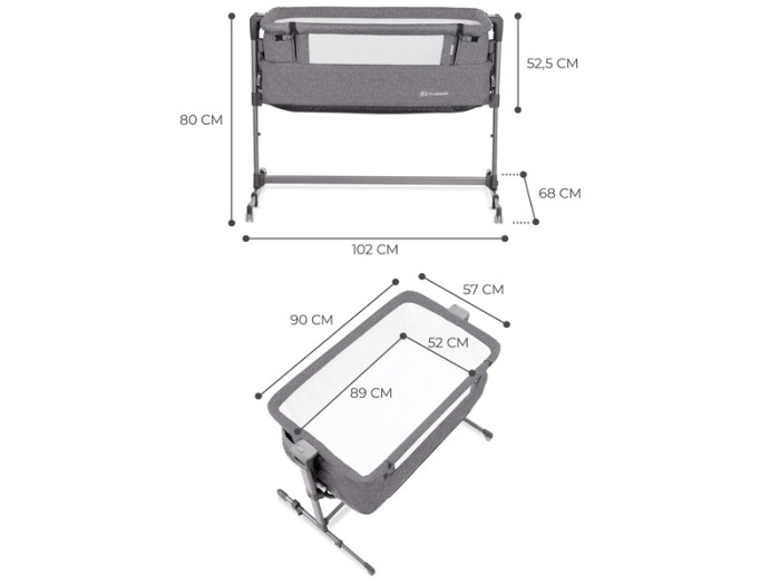 Kinderkraft Neste Up Bedside Baby cot  - Grey