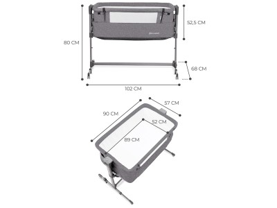 Kinderkraft Neste Up Bedside Baby cot  - Grey