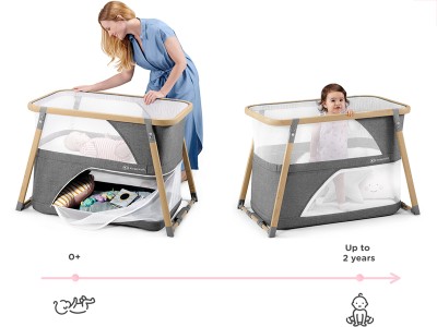 Kinderkraft Sofi travel cot with playpen function - Grey