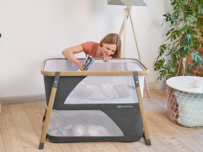 Kinderkraft Sofi travel cot with playpen function - Grey