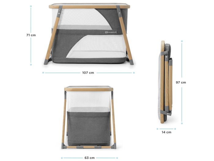 Kinderkraft Sofi travel cot with playpen function - Grey