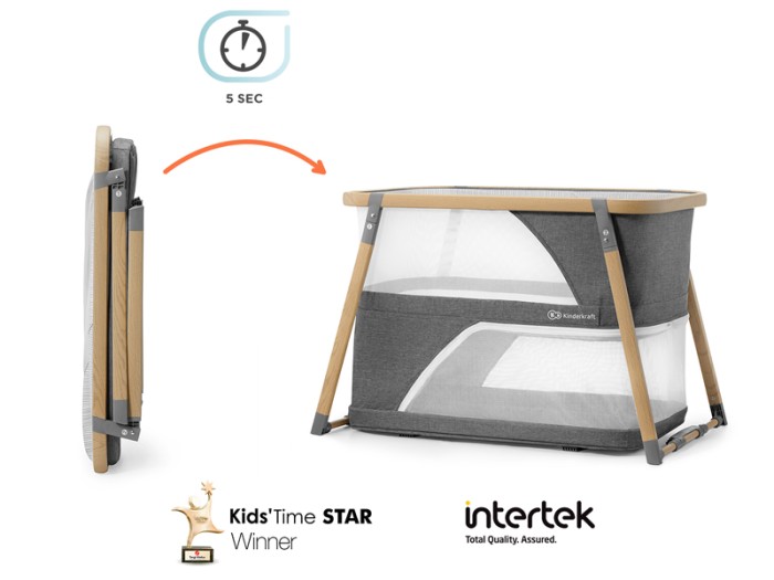 Kinderkraft Sofi travel cot with playpen function - Grey