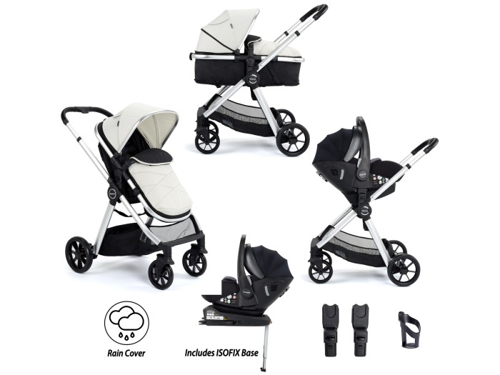 Babymore Mimi Travel System Pecan i-Size Car Seat with ISOFIX Base – Silver