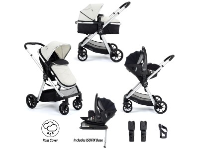 Babymore Mimi Travel System Pecan i-Size Car Seat with ISOFIX Base – Silver