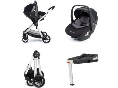 Babymore Mimi Travel System Pecan i-Size Car Seat with ISOFIX Base – Silver