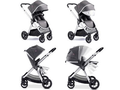 Babymore Memore V2 Pram Pushchair 11 Piece – Chrome