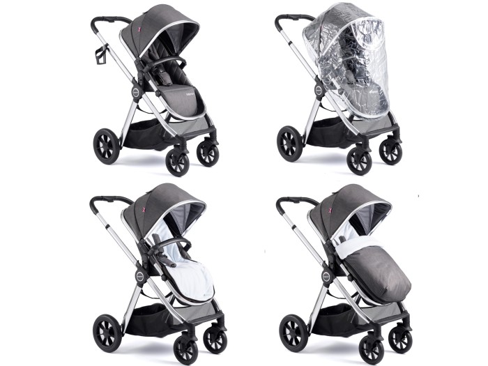 Babymore Memore V2 Pram Pushchair 11 Piece – Chrome