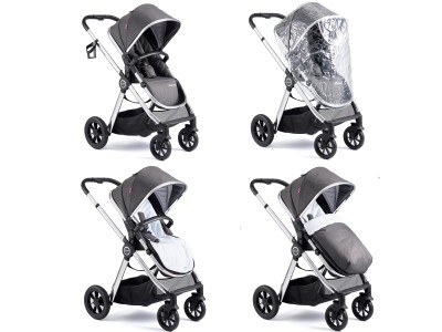 Babymore Memore V2 Pram Pushchair 11 Piece – Chrome