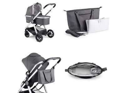 Babymore Memore V2 Pram Pushchair 11 Piece – Chrome