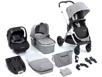 Babymore Memore V2 Travel System 13 Piece Pecan i-Size – Silver