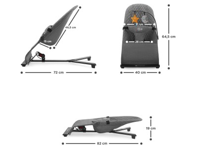 Kinderkraft MIMI reclined cradle - Grey
